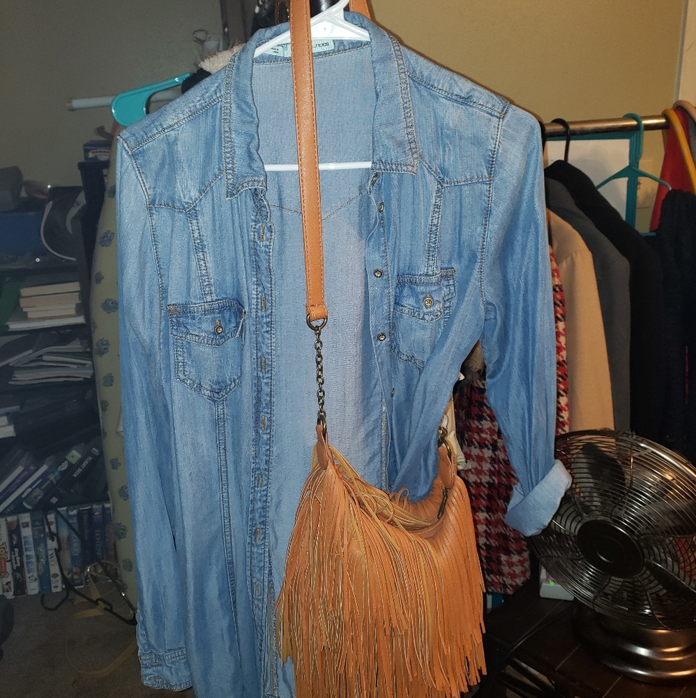 Denim shirt and purse
